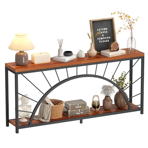 70.9 Inch Console Table, Extra Long Industrial Sofa Tables, 2-Tier Behind Couch Table, Foyer Tables for Entryway, Hallway, Living Room, Unique Design UNIQUITE