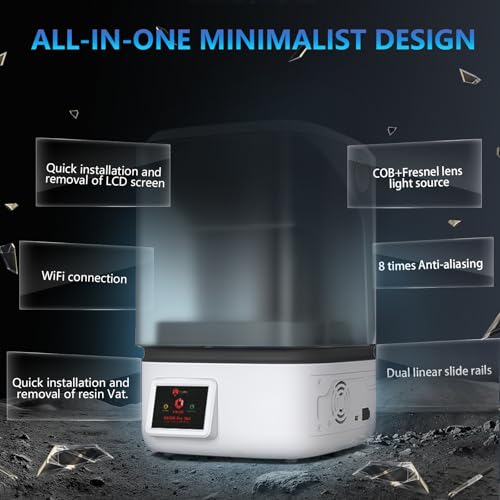OLAPRIN Resin 3D Printer, 4K Resolution, Equipped with 6.6 Inch Monochrome Screen, 145x90x150mm Build Volume Printing Size, Higher Resolution Resin Printer OLAPRIN