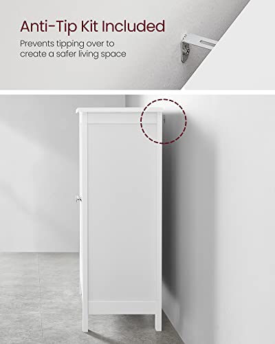VASAGLE White Bathroom Floor Storage Cabinet with 2 Adjustable Shelves VASAGLE