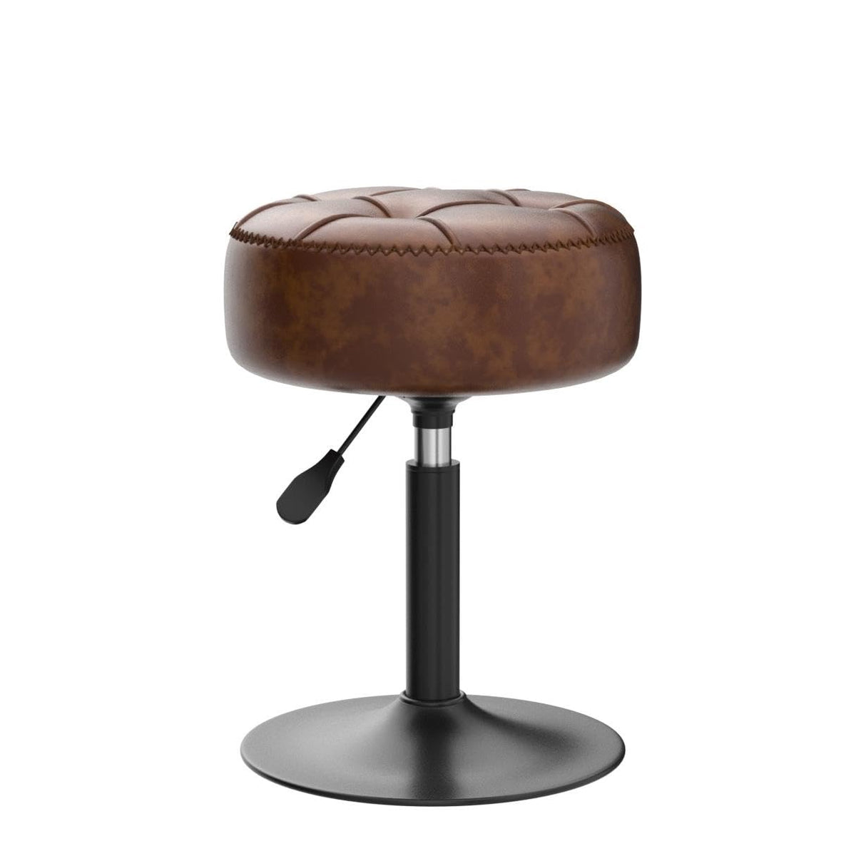 LUE BONA Adjustable Swivel Vanity Chair, Brown Faux Leather Stool for Makeup Room, Small for Bathroom, Living Room LUE BONA