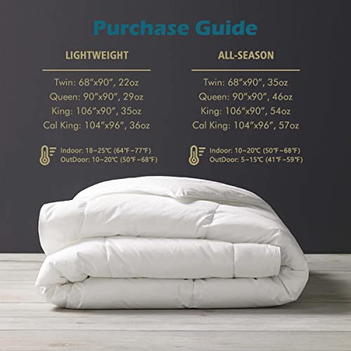 Cobnom® Organic Cotton Down Comforter Queen Size - Fluffy High Fill-Power Down & Feather Fibers Duvet Insert, All-Season Hypoallergenic Hotel-Style Bedding (Ivory White 90x90 Inch) Cobnom