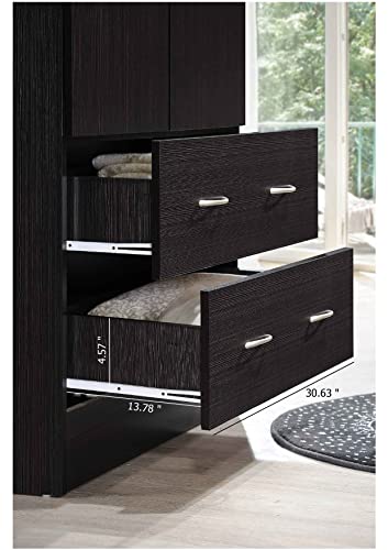 Hodedah W Chocolate HI29 2 Doors Wardrobe with 2 Drawers Hodedah