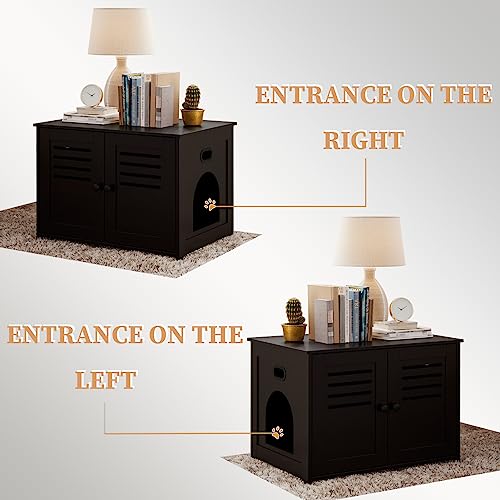DINZI LVJ Litter Box Enclosure Furniture, Hidden Litter Box with Good Ventilation, Litter Box Cabinet, Wooden Cat Washroom Fit Most of Litter Box, Indoor Cat House, End Side Table, Espresso DINZI LVJ