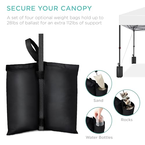Best Choice Products 8x8ft 1-Person Setup Pop Up Canopy Tent Instant Portable Shelter w/ 1-Button Push, Case, 4 Weight Bags - White Best Choice Products