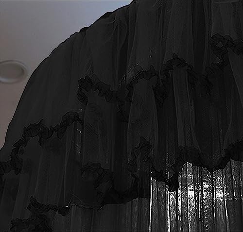 Kertnic Mosquito Net Bed Canopy for Girls, Princess Canopy Bed Curtain Fine Sheer Mesh Dome Bed Canopies, Kids & Adults Lace Tent for Twin Full Queen King Bed (Black)