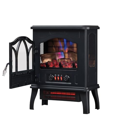 duraflame® 3D Infrared Quartz Electric Fireplace Stove Heater, Black Duraflame