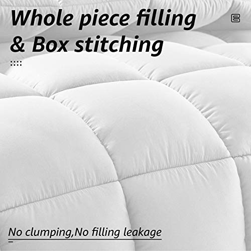 HYLEORY All Season Twin Size Bed Comforter - Cooling Goose Down Alternative Quilted Duvet Insert with Corner Tabs - Winter Warm - Machine Washable - White HYLEORY