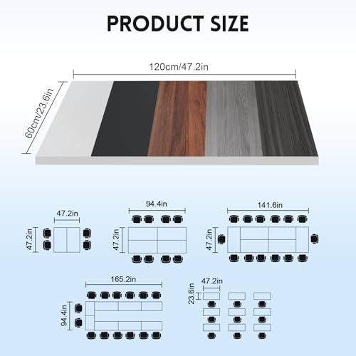 JEHUJD Conference Table,2 Pack Folding Conference Room Tables with Wheels,Mobile Training Modular Flip Top Nesting Table, Rolling Meeting Stackable Tables for Office Seminar Room(47.2'',Grey) JEHUJD