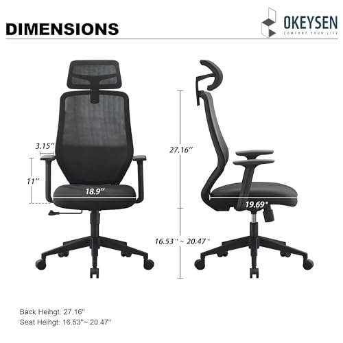 Okeysen Ergonomic Conference Room Chairs Set of 10, High Back Mesh Home Office Desk Chair with S-Shaped Back Support, Swivel Computer Task Chair with Adjustable 2D Headrest. Okeysen