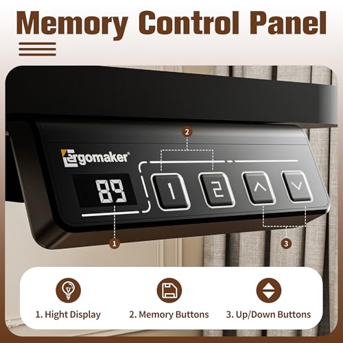 ERGOMAKER 35" Electric Standing Desk, Height Adjustable, Sit Stand Up Desk for Home Office & Computer Workstations, Memory Controller, Black ERGOMAKER