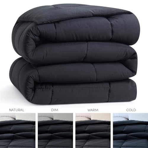 Hearth & Harbor Down Alternative Comforter - All Season Soft Quilted Full Bed Comforter Duvet Insert with Corner Tabs - Full Size Black Hearth & Harbor