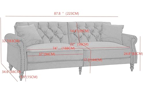 Legend Vansen 87.8 inchs Convertible Velvet Bed Sleeper Futon Sofas, Wine Red Legend Vansen