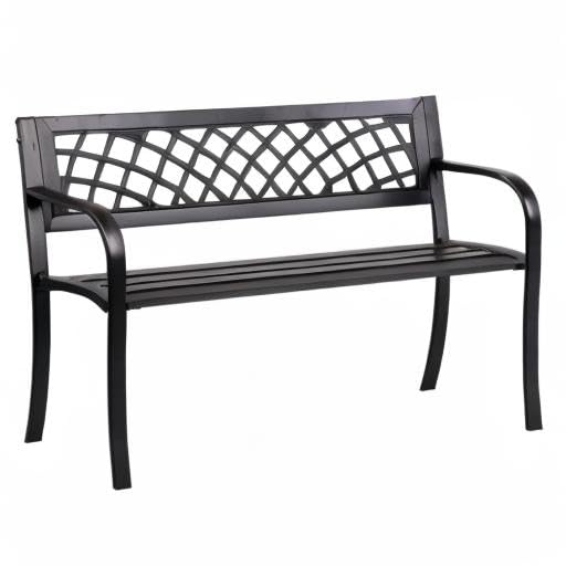 Garden Bench Patio Bench Outdoor Park Bench Metal Outside Porch Chair Seat Cast Iron Steel Frame Sturdy Bench Patio Furniture for Yard Porch Entryway Lawn Decor Deck, Black, 46 in HGS