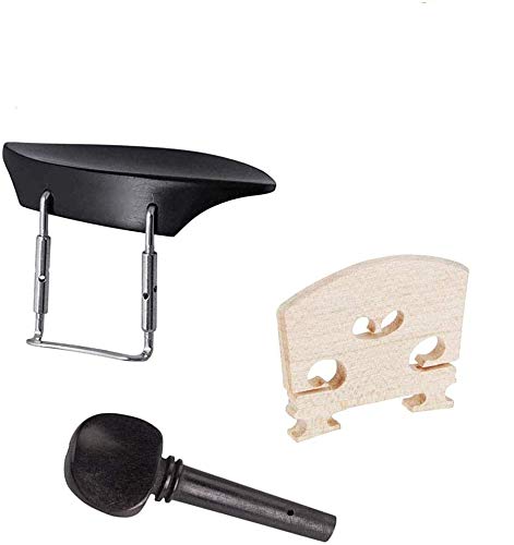 Jiayouy 17Pcs 4/4 DIY Violin Accessories Kit Violin Neck & Fingerboard Wire Tailpiece Fine Tuner Tailgut Tuning Peg Endpin Bridges Chin rest Kit Jiayouy