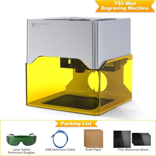 Twotrees TS1 Mini 3W Laser Engraver, Fully Enclosed Safe Design 80x80mm, 1kg Ultra-Portable Bluetooth APP Control for DIY Small Gifts Family Classroom Twotrees