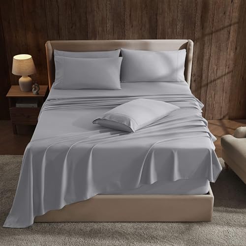 Hearth & Harbor Extra Deep Pocket Sheet Sets, Luxury Soft 6 Piece Bed Sheet Set Fits Mattress 18-24 Inches - Queen, Grey Hearth & Harbor