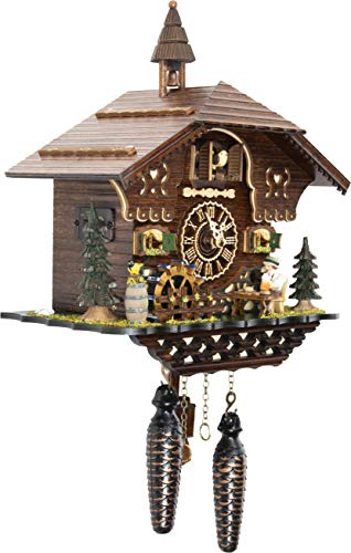 Cuckoo-Palace German Cuckoo Clock - The Brotzeit House - with Quartz Movement - 10.3 inches high - Black Forest Clock Cuckoo Palace
