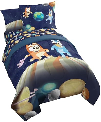 Jay Franco Kids Comforter Set Includes Sheets and Pillow Covers - Soft and Cozy Bed Set for Stylish Room Decor, Blue - Bluey & Bingo, 5 Piece Twin Jay Franco