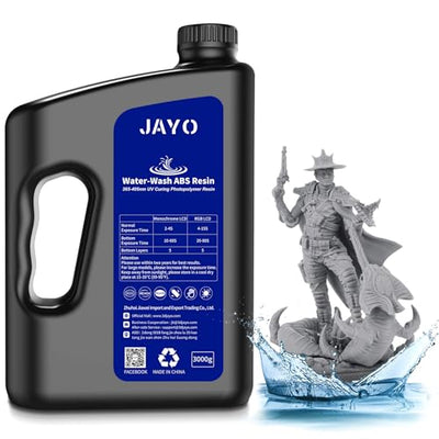 JAYO 3kg Water Washable ABS-Like Resin Grey, Toughness & Easy Water Wash, High-Precision, Low-Shrinkage Formula with Fast Curing, Universal LCD/DLP/SLA Printer Compatible (Grey, 3kg)