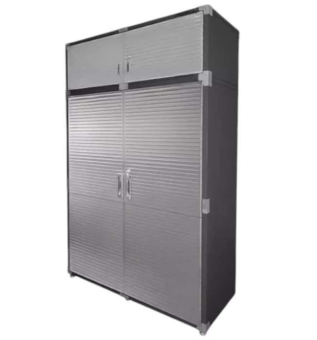 Heavey Duty Durable Lockable Stainless Steel 2 Piece Storage Cabinet Set, 4 Doors, Organizer for Garage, Office, Classroom, (Graphite, 60" W x 24" D x 90.5" H) Generic