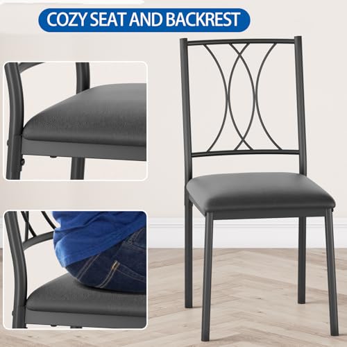 IDEALHOUSE Dining Table Set for 2, Square Dinner Table Sets with 2 Upholstered Chairs, Small Kitchen Table and Chairs for 2, Corner Dining Room Table Set for Apartment, Small Space, Dinner, Retro Gray IDEALHOUSE