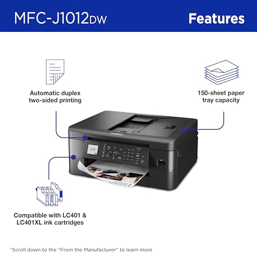Brother MFC-J1012DW Wireless Colour Inkjet All-in-One Printer with Mobile Device and Duplex Printing, for Home Office and Personal Use, Refresh Subscription Ready Brother