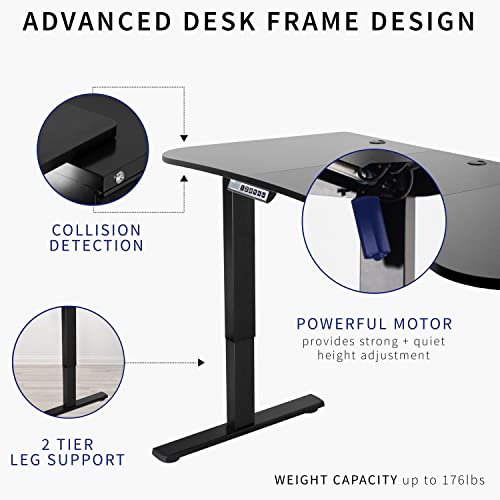 VIVO Electric Height Adjustable 63 x 32 inch Stand Up Desk, Black Table Top, Black Frame, Standing Workstation with Preset Controller, 1B Series, DESK-KIT-1B1B VIVO