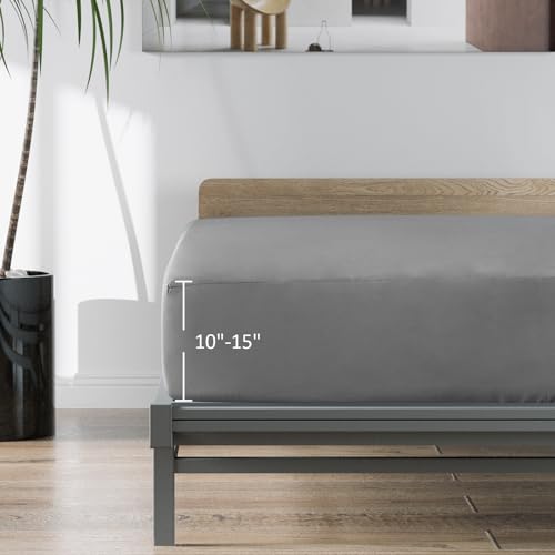 Twin Fitted Sheets 2 Pack Only, Mattress Up to 14 Inches Deep Pocket, Ultra Soft and Breathable Twin Bed Sheets, Long Lasting Single Fitted Sheets, Grey and White Moonsea