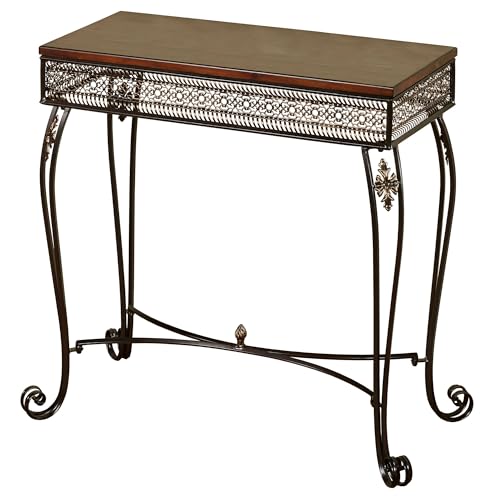 Touch of Class Charleston Ornate Openwork Console Table Bronze | Wood and Metal | Scroll Legs | Elegant Style Tables for Entryway, Hallway Touch of Class