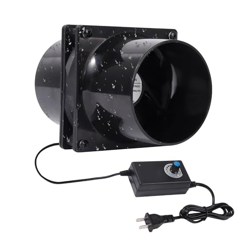 4.72" 12V Exhaust Duct Fan Kits with 4" Dual Duct Flanges Adapters Variable Speed Controller Small Inline Smoke Extractor Fan for DIY 3D Printer Enclosure Laser Engraver Soldering Small Grow Tents AMCHIXIN