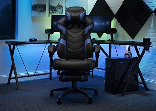 RESPAWN 110 Ergonomic Gaming Chair with Footrest Recliner - Racing Style High Back PC Computer Desk Office Chair - 360 Swivel, Adjustable Lumbar Support, Headrest Pillow, Padded Armrests - 2021 Blue RESPAWN