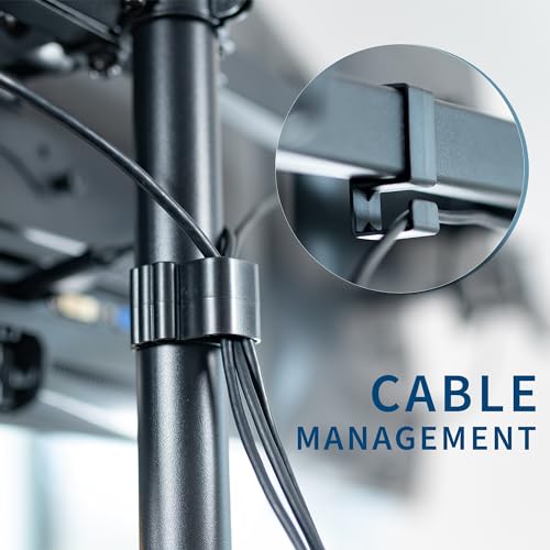 VIVO Height Adjustable 48 inch Standing Desk Converter with Triple 21.5 to 27 inch Monitor Mount, Extra Large Desk Riser, Black, DESK-KIT-48KB3C VIVO