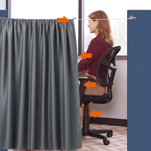 ROYALAY 53 x 78 Inch Privacy Curtains for Room Divider, Desk Shade for Cubicle to Block Light with Hook, Temporary Doors for a Room Privacy, Grey ROYALAY