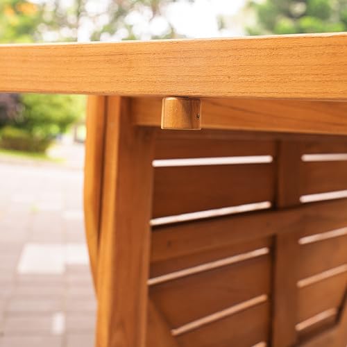 Cambridge Casual Miami Teak Wood Patio Dining Set with Cast Shale Cushion, Natural Teak/Cast Shale Cambridge Casual