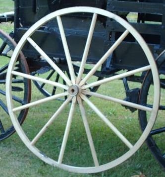 AMISH WARES Decorative - Wood Wagon Wheel - 48 Inch x 2 Inch Steam Bent Hickory Wagon Wheel with wooden hub AMISH WARES