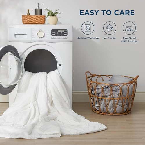 Bedsure Cooling Comforter Queen Size - GentleSoft Moisture Wicking Cooling Blanket for Hot Sleepers, Breathable Lightweight Duvet Insert, Dual-Sided Summer Blanket, White, 88x88 Inches Bedsure