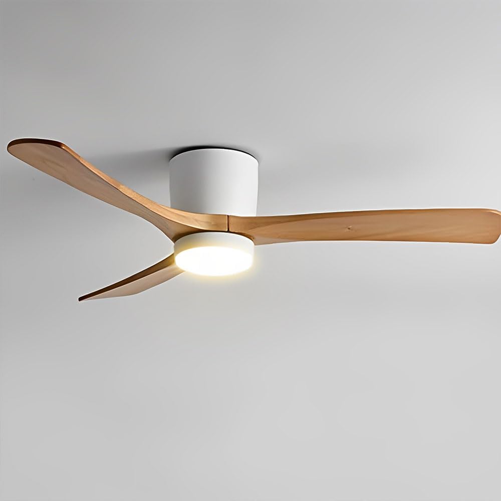 IBalody 36in Quiet Ceiling Fan with Light Remote ETL Listed White Ceiling Fan Light 6 Gear Wind Speed, Solid Wood Blades Modern Indoor Ceiling Fan for Bedroom Living Room Dining Room IBalody