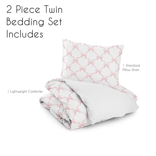 Sweet Jojo Designs 2-Piece Twin Comforter Set (Pink Bows) for Girls, Kids, Teen, College Bed Room incl. Single Size Bedding & Sham (Blush, Bow for The Ballerina, Ballet Dancer, Princess Collection) Sweet Jojo Designs