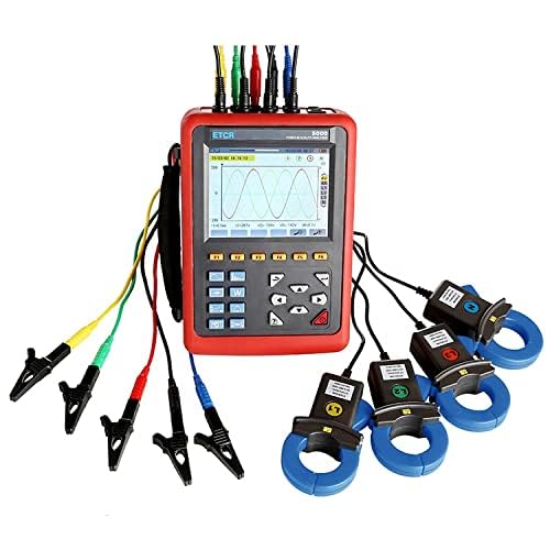 ETCR5000 Power Quality Analyzer 3 Phase Multi-Functional Power Quality Logger with ETCR040B Ф40mm Current Clamp Sensor 4PCS Range 0.10A~100A SULMILE