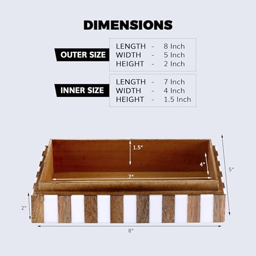 Handicrafts Home Handmade Decorative Storage Box with Lid, Wood & Resin Inlay Geometric Star Design, Coffee Table Storage Box, Remote Control Holder, Keepsake, Wooden Organizer for Home Decor- 8x5x2 Handicrafts Home
