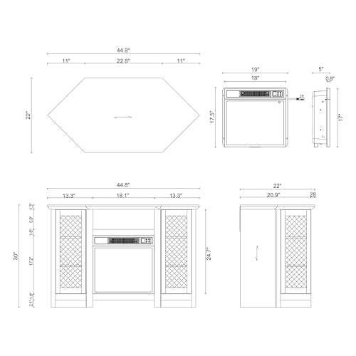 Fireplace TV Stand for TVs up to 55 Inch, 45" Corner Electric Fireplace TV Stand Farmhouse Media Console with 18" Electric Fireplace & Mesh Barn Doors, 1400W Heater with Remote Control & Timer, Grey Parrot Uncle