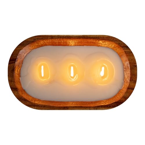 Restaurantware-Coco Casa 9.1 x 5.5 x 2 Inch Wood Dough Bowl Candle, 1 Hand Poured Bread Bowl Candle - Vanilla Fragrance, Double Wax Blend, Soy Wax Scented Candle, Wooden Wick Restaurantware