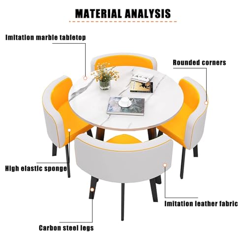 Coffee Table and Chair Set,Office Table and Chair Set, Round Conference Table, Reception Negotiation Table Set with 4 Chairs for Lounge, Living Room, Kitchen OOIKVCC
