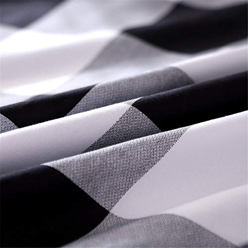 Farmhouse Buffalo Checked Bedding Set Black Gray White Plaid Comforter Cover King,Soft Lightweight Grid Bed Set 1 Lattice Duvet Cover, 2 Pillow Shams Modern Geometric Decor Grey,Zipper,Adult Erosebridal