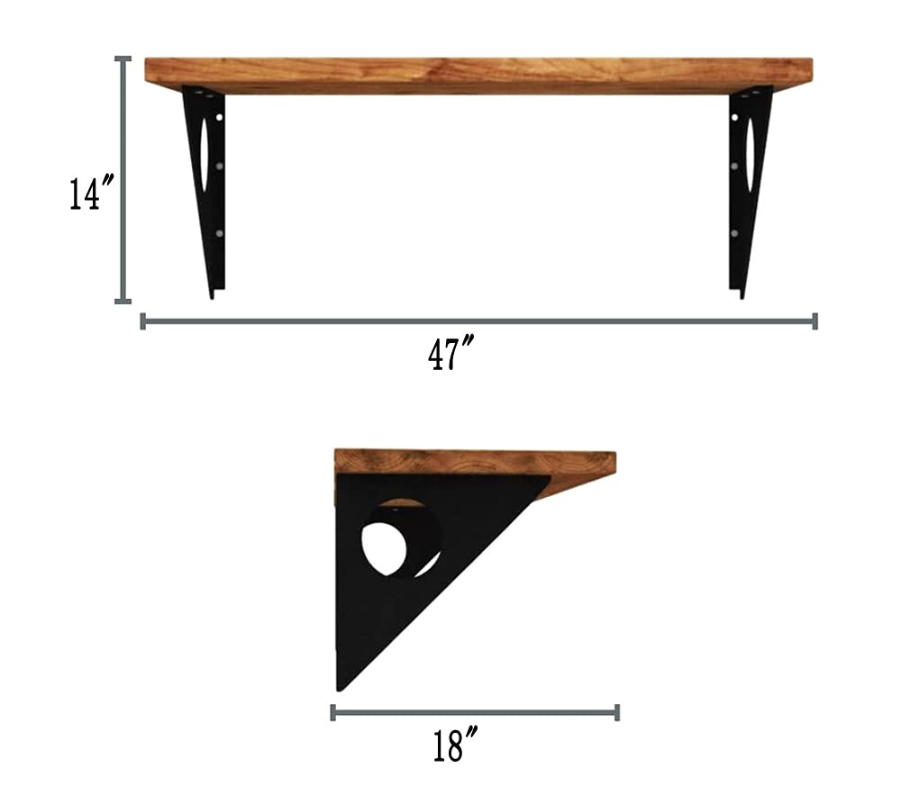 FOF FRIEND OF FAMILY Industrial Rustic Wall-Mounted Table, Dining Table Desk, Pine Wood Wall-Mounted Bar Tables (47"X18") FOF FRIEND OF FAMILY