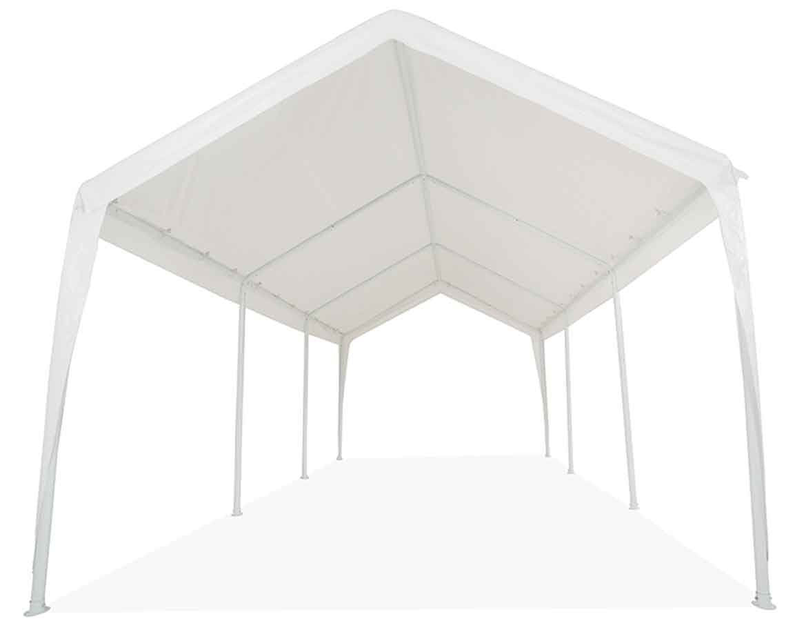 Impact 11' x 20' Portable Carport Garage Canopy, Outdoor Party Tent with 8 Dressed Legs, White Impact Canopy
