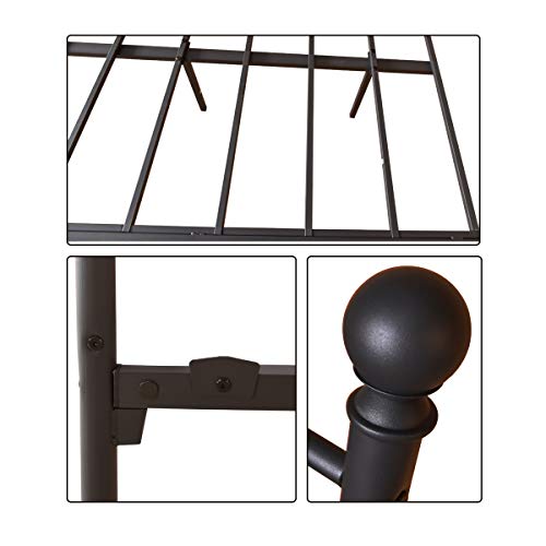 HOMERECOMMEND Metal Daybed Frame Twin Metal Slats Platform Base Box Spring Replacement Bed Sofa for Living Room Guest Room (Twin, Black Sanded) HOMERECOMMEND