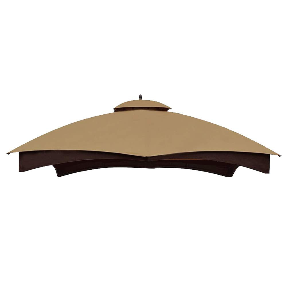 Hugline Outdoor Replacement Canopy Top Double Tier Gazebo Roof Cover for Lowe's Allen Roth 10x12 Gazebo #GF-12S004B-1 (Khaki) Hugline