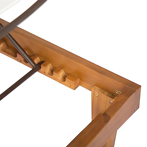 Christopher Knight Home Summerland Outdoor Mesh Chaise Lounge with Acacia Wood Frame, Teak Finish / White Mesh Christopher Knight Home