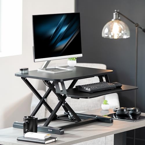 VIVO 26 inch Desk Converter, K Series, Height Adjustable Sit to Stand Riser, Dual Monitor and Laptop Workstation with Keyboard Tray, Black, DESK-V026KB VIVO